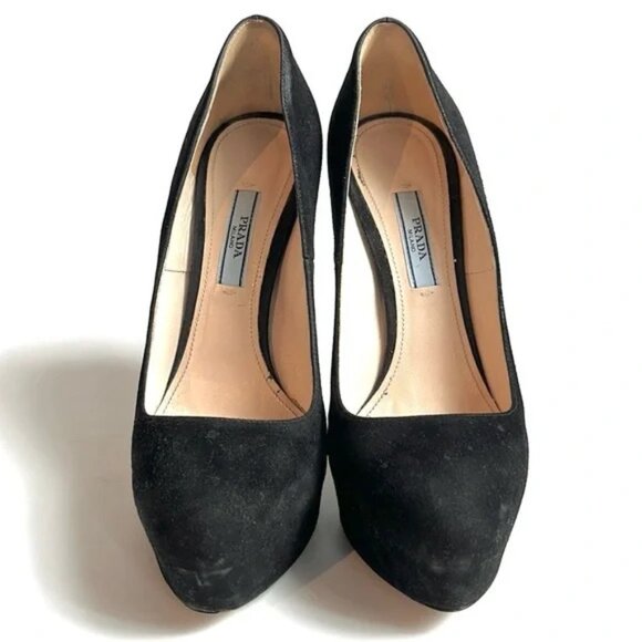 Prada Nero Camoscio Basic Platform Pumps - Picture 2 of 10